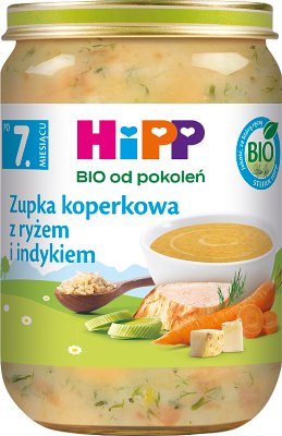 soupe d'aneth avec du riz et de la dinde bio