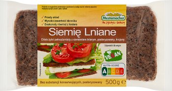 Whole grain rye bread with flax seeds