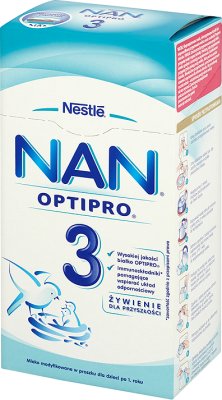 nan 3 pro Folgemilchin Pulverform auf Baby-