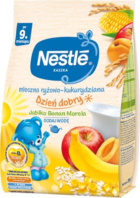 Nestle kaszka mleczna ryżowo-kukurydziana  banan-jabłko-morela, Bifidus BL, 11 witamin z mlekiem modyfikowanym