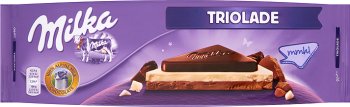 Triolade Milchschokolade mit weißen und Milch mit einer erhöhten Menge an Kakao