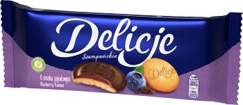 Delicje Szampańskie jagodowe oblane czarną czekoladą