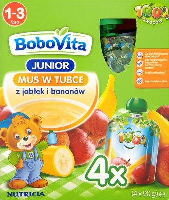 BoboVita 100 owoców mus z jabłek i bananów w tubce