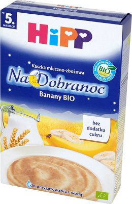 HiPP BIO Na Dobranoc Kaszka mleczno-zbożowa Banany po 5. miesiącu 250 g 
