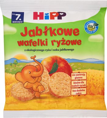HiPP Jabłkowe wafelki ryżowe dla niemowląt z ekologicznego ryżu i soku jabłkowego