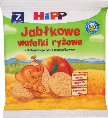 pomme gâteaux de riz pour bébés avec du riz organique et le jus de pomme