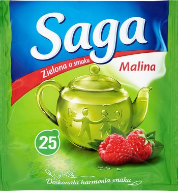 saga green express tea bags with raspberry