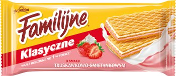 Jutrzenka Wafle Familijne o smaku truskawkowo- śmietankowym