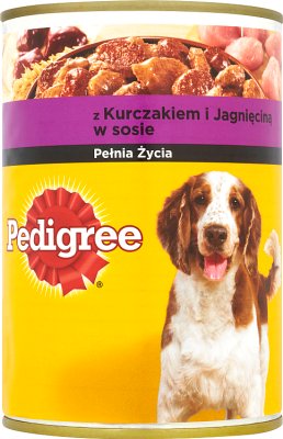 Pedigree con pollo y cordero en salsa, alimento completo para perros adultos