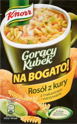Knorr goracy kubek na bogato Rosół z kury z makaronem i warzywami