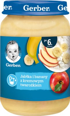 Tafeläpfel und Bananen mit einer cremigen Frischkäse