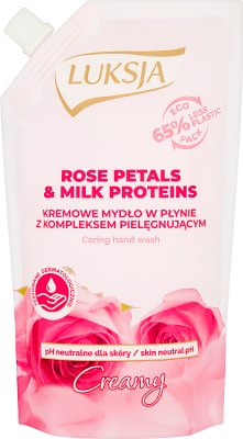 creamy soap with rose petals stock and milk proteins