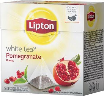 Lipton herbata biała aromatyzowana w piramidkach granat
