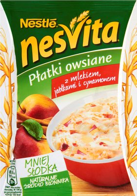 nesvita oatmeal with milk, apples and cinnamon
