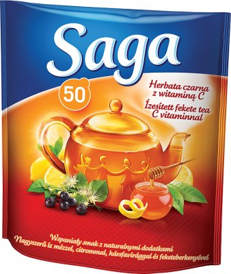 Saga Czarna herbata w torebkach z witaminą C i naturalnymi dodatkami
