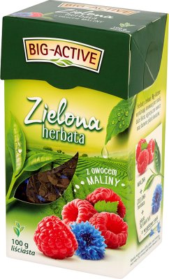 Big-Active Zielona herbata z owocem maliny, liściasta