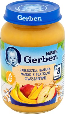 Gerber Deser  Jabłuszka, banany, mango z płatkami owsianymi
