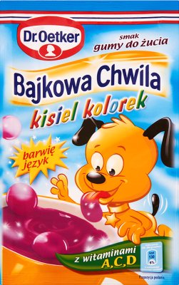 Dr. Oetker Bajkowa Chwila Kolorek kisiel barwiący język  o smaku gumy do żucia, z witaminami A, C, D