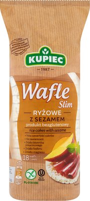 Kupiec Wafle ryżowe z sezamem, lekkie i chrupkie 12 sztuk