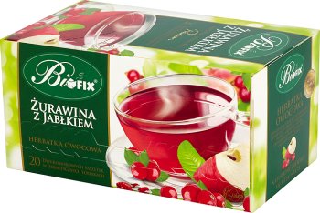 fruit tea in sachets with apple cranberry
