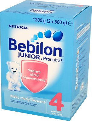 4 junior, modificó la leche en polvo el contenido de los prebióticos para los niños