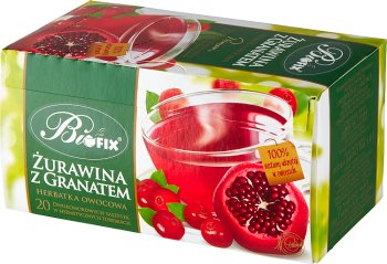 Premium Fruit tea in double bags cranberries with a grenade
