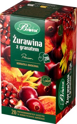 Bifix herbatka owocowa Premium w podwójnych saszetkach Żurawina z granatem