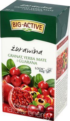 Big-Active Owocowa herbata żurawina, granat, yerba mate i guarana