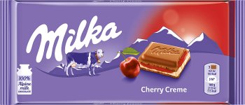 milk chocolate with a milky filling with the taste of cherry