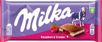 milk chocolate with a milky filling with the taste of raspberry