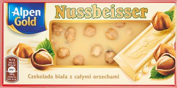 nussbeisser chocolat blanc avec des noisettes entières