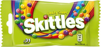 Skittles Fruchtbonbons in Zucker spröden Schale Verrückte Sours