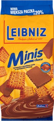 Leibniz Minis herbatniki z dodatkiem masła w czekoladzie mlecznej 20% więcej
