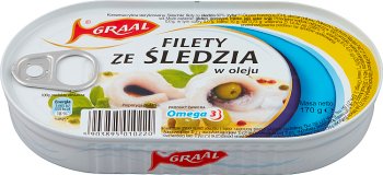 filetes de arenque del Grial en el aceite