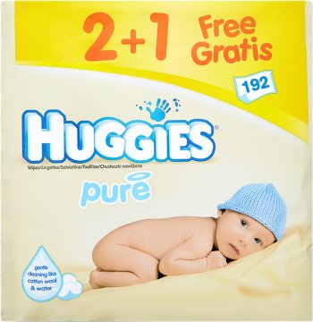 Huggies Pure Chusteczki pielęgnacyjne 2+1 GRATIS
