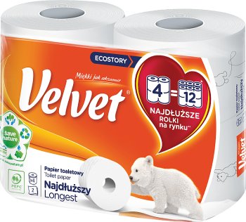 Velvet papier toaletowy najdłuższy  4 długie rolki