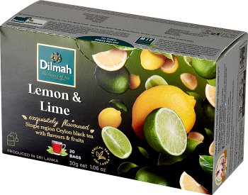 Thé noir de Ceylan avec des arômes de citron et de lime dans des sacs après 1.5g