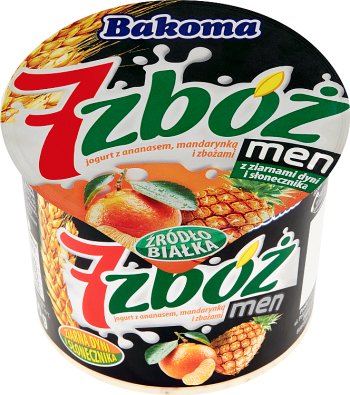 Bakoma 7 zbóż men jogurt ananas- mandarynka z ziarnami dyni i słonecznika