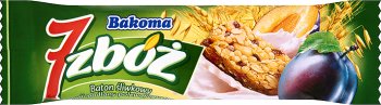 7 cereales barra de caramelo con muesli ciruela yogur recubierto