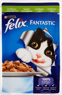 fantástica comida para gatos con conejo en gelatina