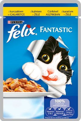 La comida era fantástica gato Félix con pollo en gelatina