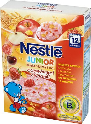 Nestle Junior kaszka mleczna 5 zbóż z czerwonymi owocami