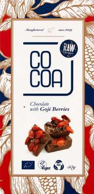 Chocolat cru biologique avec des baies de goji