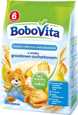 BoboVita kaszka mleczno-wielozbożowa o smaku gruszkowo-sucharkowym