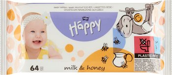 Bella Baby Happy chusteczki nasączone Milk & Honey PH 5,5 neutralne