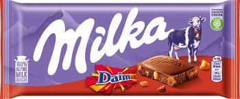 Milka for you&me Daim  czekolada mleczna z kawałkami chrupiącego karmelu maślano- migdałowego