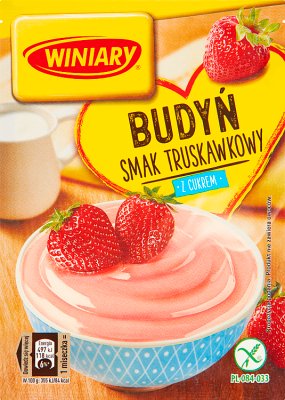 Strawberry pudding with sugar