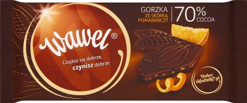 dark bittersweet chocolate with 70% cocoa orange peel