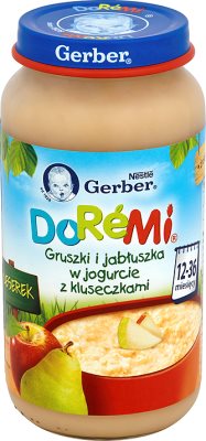 Gerber DoReMi deserek  gruszki i jabłuszka w jogurcie z kluseczkami