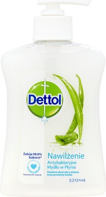 Dettol antybakteryjne mydło w płynie zawiera ekstrakt z aloesu oraz proteiny mleka